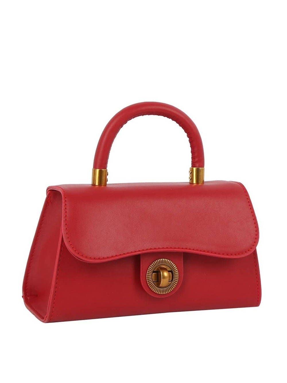 Red Leather Top-Handle Women's Handbag